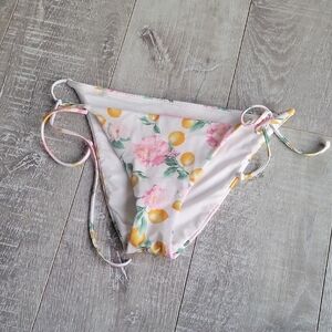 Victoria's Secret Floral Bikini Bottom - Pink and Yellow